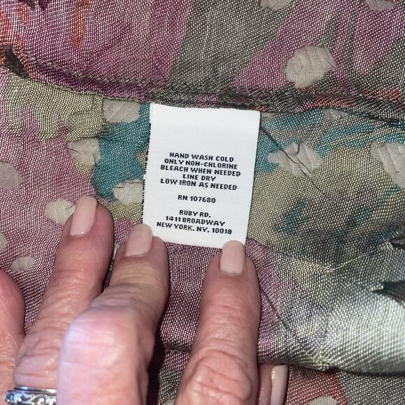 Ruby Rd. Favorites Sheer Bold Jewel Tones Roll Tab Sleeves Cropped Layer Sz 18 - Picture 8 of 14